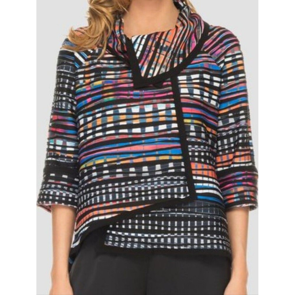 Joseph Ribkoff artsy maximalist art to wear asymmetrical blazer jacket size 4